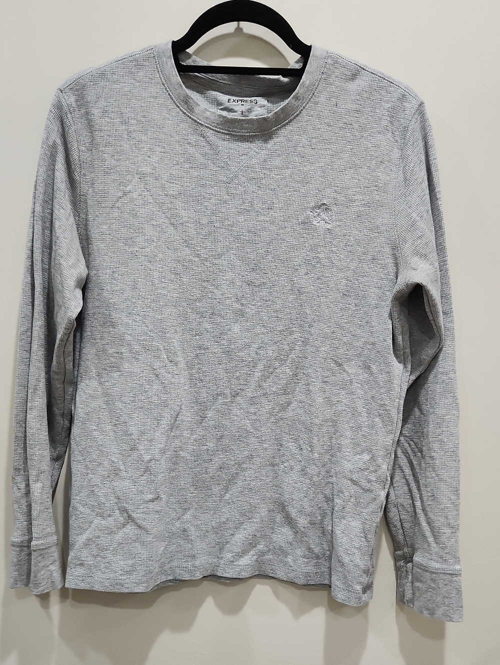 Express Heather Gray Long Sleeve Crewneck Top
